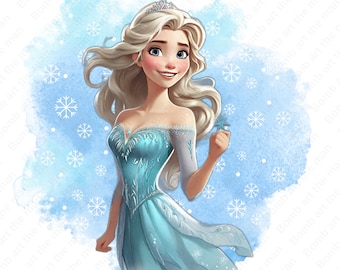 Bevroren clipart, prinses Elsa clipart, Elsa png, bevroren aquarel achtergrond, instant download