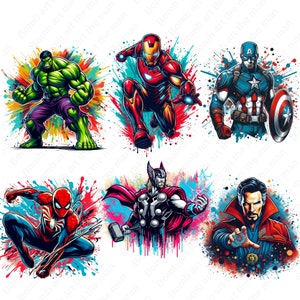 Super heroes png bundle, super heroes set, super hero clipart set, hero splash design, instant download