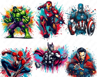 Super heroes png bundle, super heroes set, super hero clipart set, hero splash design, instant download