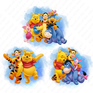 Winnie the pooh clipart set, 3 pack, pooh png, tigger png, eeyore png, piglet png, instant download