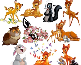 Bambi png bundle, bambi clipart set, bambi deer png, thumper rabbit clipart, instant download