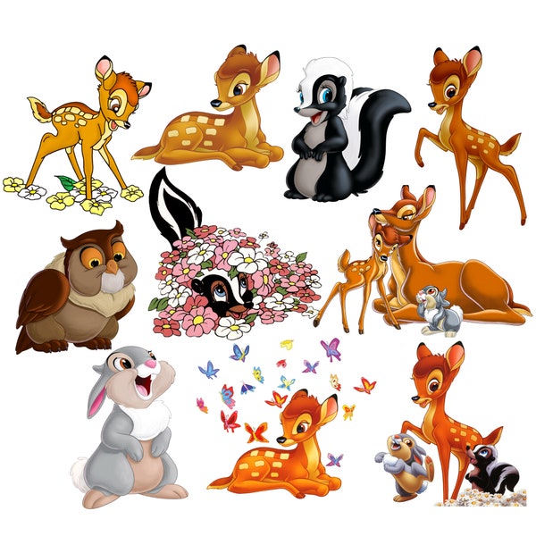 Bambi png bundle, bambi clipart set, bambi deer png, thumper rabbit clipart, instant download