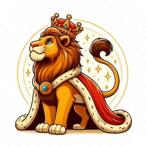 Lion King clipart, cute lion king png, cartoon lion design, instant download