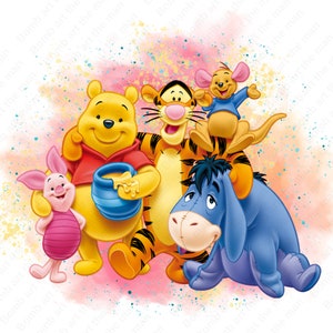 Winnie de Poeh png, Winnie de Poeh-personages, aquarel achtergrond, transparant ontwerp, instant download