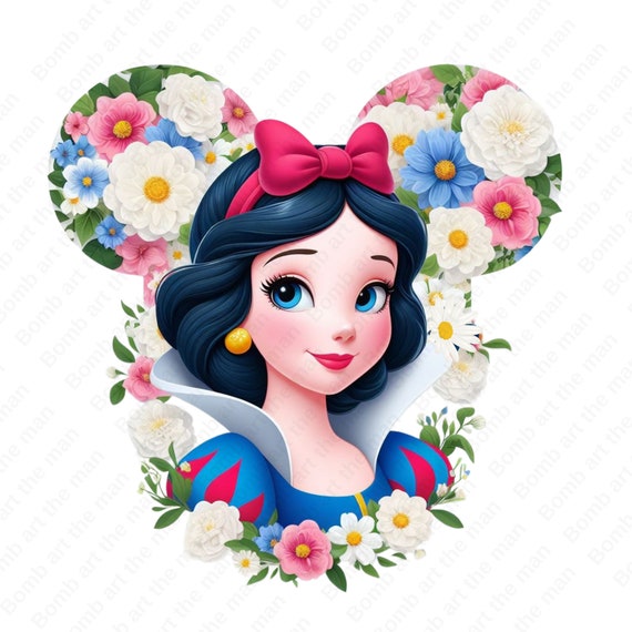 Princess Snow White clipart, Snow white png, mouse ear design, instant download
