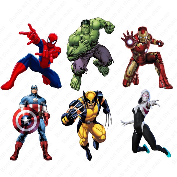 Super heroes png bundle, super heroes set, super hero clipart set, instant download