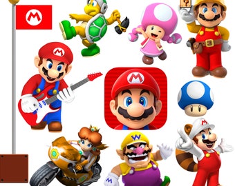 Super Mario png bundle, Super Mario clipart, Super Mario icons, instant download