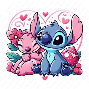 Stitch and Angel clipart, Stitch and Angel png, transparent design, instant download
