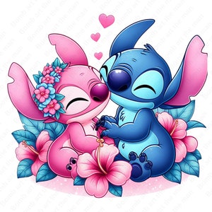 Stitch and Angel png, Stitch and Angel clipart, Stitch love design, instant download