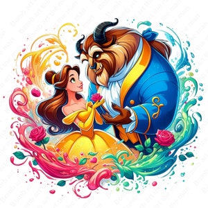 Beauty and the Beast cute clipart, princess belle png, cartoon clipart, instant download