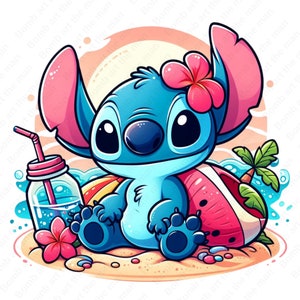 stitch summer clipart, cute stitch png, stitch clipart, transparent design, instant download