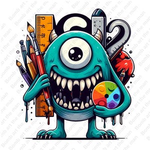 cute monster clipart, monster png, transparent design, instant download