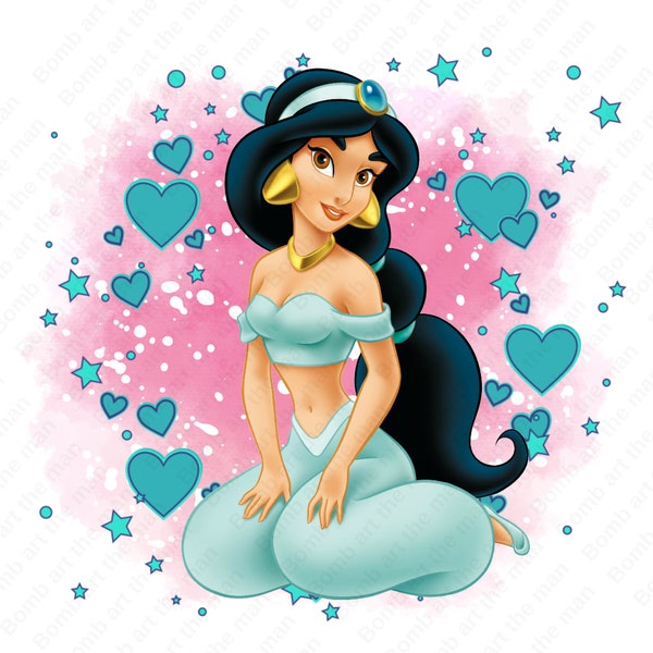 princess jasmine png, princess jasmine clipart, watercolor background, instant download