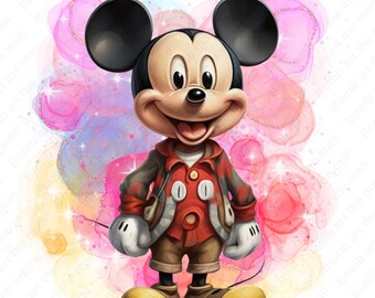 Imágenes prediseñadas de Mickey Mouse, lindo Mickey Mouse PNG, diseño de acuarela, descarga instantánea