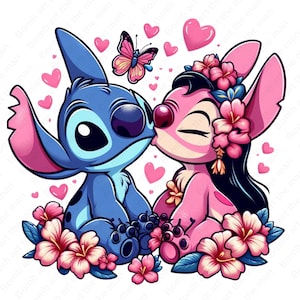 Stitch and Angel clipart, Stitch and Angel png, transparent design, instant download
