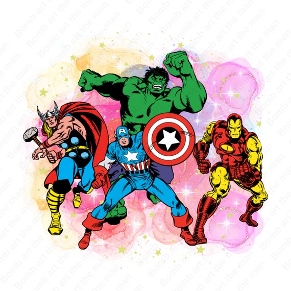 Iron Man, Thor, Captain America e Hulk da colorare. Scarica, stampa o