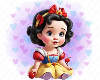 Snow White Cute Clipart, Baby Toddler Princess png, Snow White png, instant download