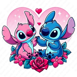 Stitch and Angel clipart, Stitch and Angel png, transparent design, instant download