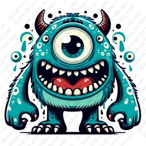 cute monster clipart, monster png, transparent design, instant download
