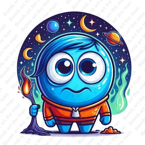 inside out sadness clipart, emotion character png, joy,sadness, anger, anxiety, instant download