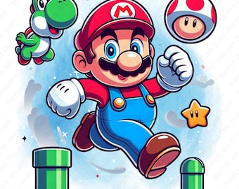 Super mario clipart, super mario png, splash design, transparent design, instant download
