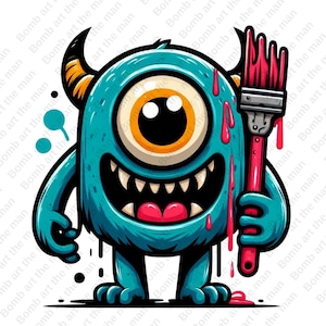 cute monster clipart, monster png, transparent design, instant download