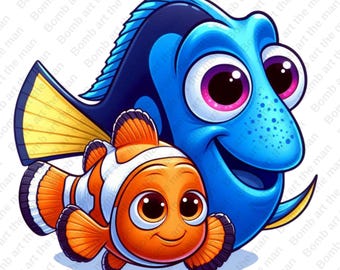Finding Nemo clipart, Nemo and Dory png, transparent design, instant download