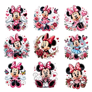 minnie mouse clipart set, minnie mouse png, 9 pcs, mega bundle, instant download