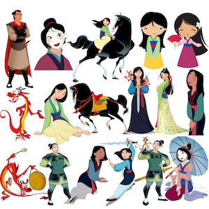 Mulan png bundle, mulan clipart set, cartoon png bundle, instant download