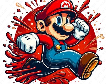 Super Mario clipart, super mario png, design splash, design transparente, download instantâneo
