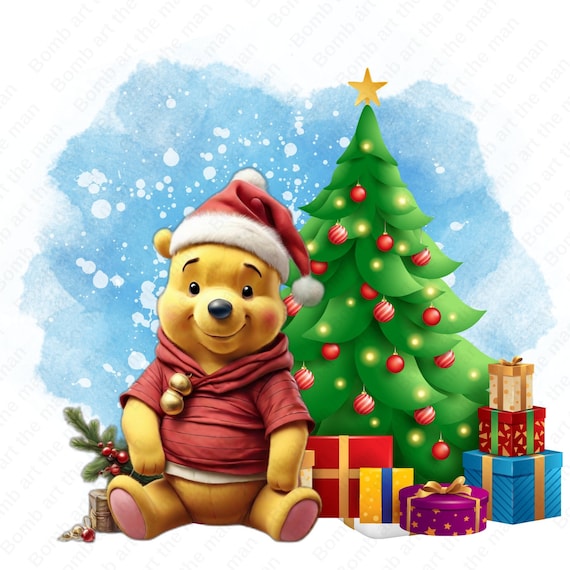 Winnie the Pooh Christmas Clipart, Cute Bear Png, Cartoon