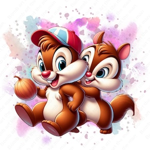 Chip and Dale clipart, Chip and Dale png, cute cartoon characters, instant download
