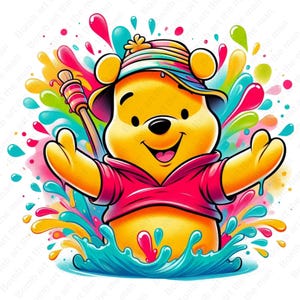 winnie the pooh cute clipart, winnie the pooh png, cute cartoon clipart, transparent design, instant download