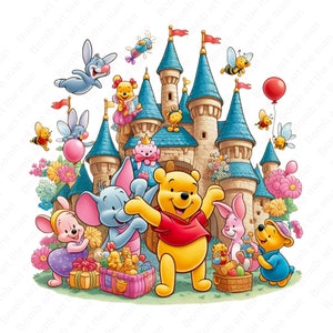 winnie the pooh e amici clipart, winnie the pooh png, clipart cartone animato carino, design trasparente, download immediato
