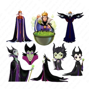 maleficent png bundle, maleficent clipart set, cartoon horror png, instant download