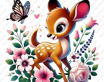 Bambi cute clipart, Bambi png, high quality, transparent design, instant download