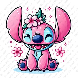 cute stitch angel clipart, stitch angel png, stitch pink clipart, instant download