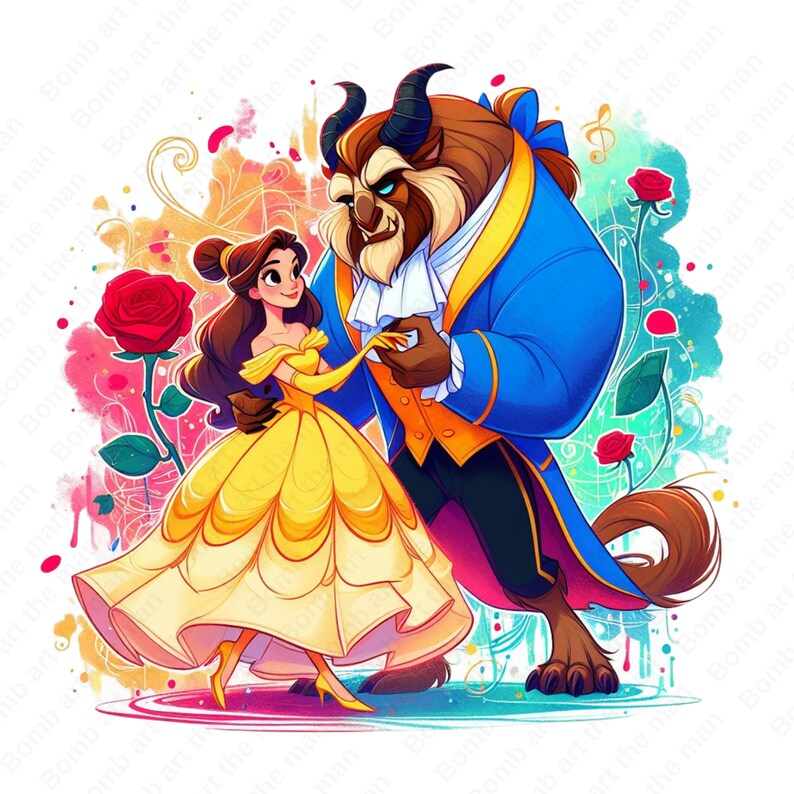 Beauty and the Beast Cute Clipart, Princess Belle Png, Cartoon Clipart ...