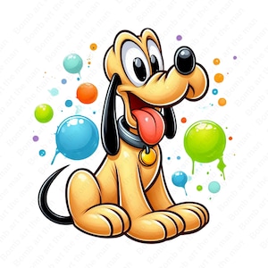 cute pluto clipart, pluto dog png, cartoon character, instant download, instant download