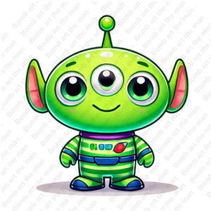toy story alien clipart, little green men png, toy story character, space alien png, transparent design, instant download