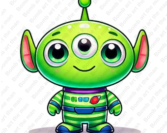 toy story alien clipart, little green men png, toy story character, space alien png, transparent design, instant download