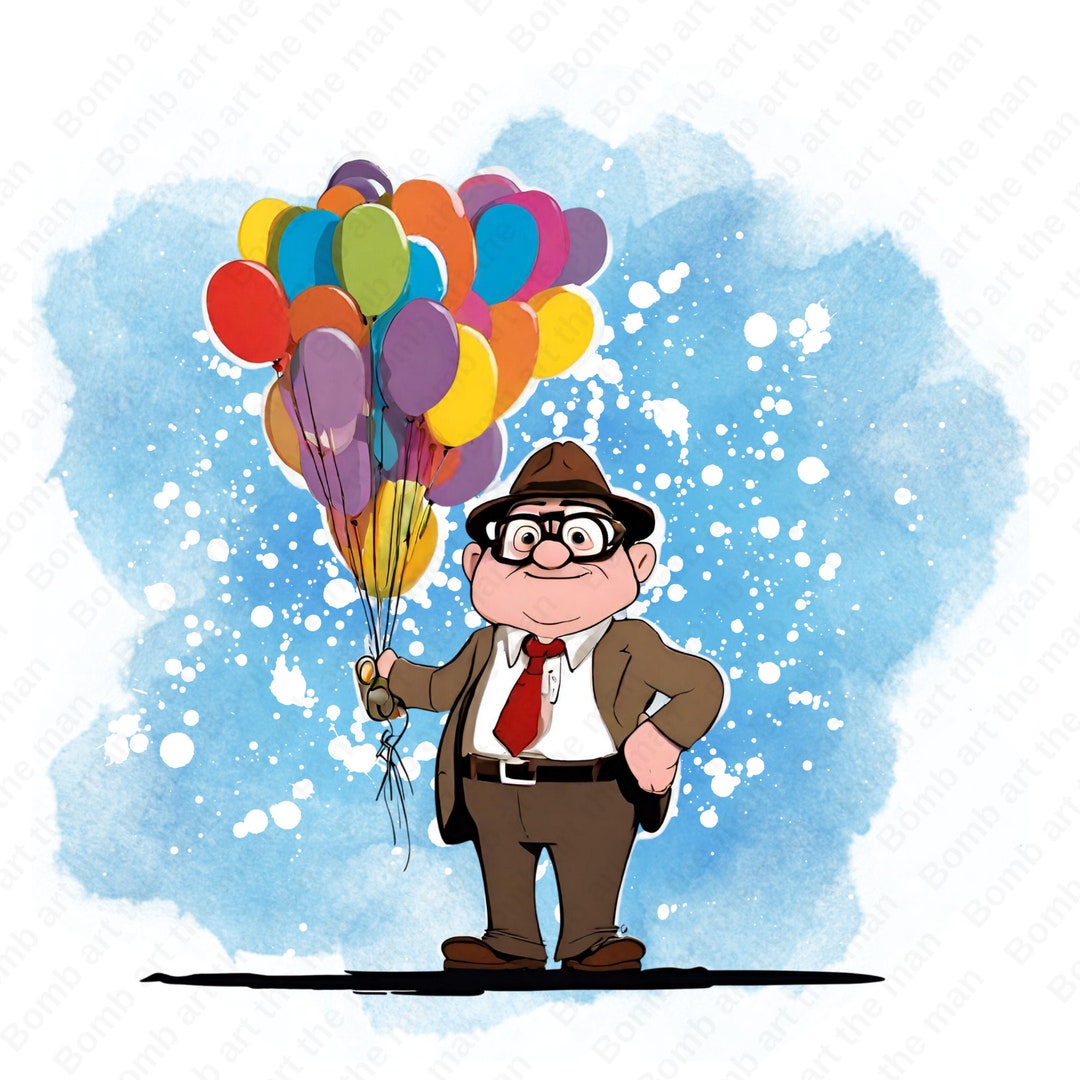 Carl Fredricksen Clipart, up Movie Clipart, Watercolor Background, up ...