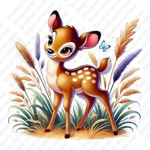 bambi deer clipart, cute bambi, bambi png, transprent design, instant download