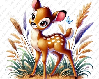 Bambi Deer clipart, cute bambi, bambi png, transprent design, instant download