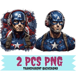 Capitão América png, 2 peças, Capitão América clipart, imagem transparente, download instantâneo