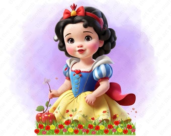 Snow White Cute Clipart, Baby Toddler Princess png, Snow White png, instant download