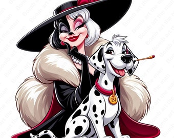 Cruella De Vil png, Cruella De Vil clipart, Princess Villain png, 101 Dalmations clipart, instant download