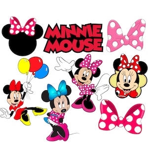 Minnie mouse png bundle, minnie mouse clipart set, printable design, instant download