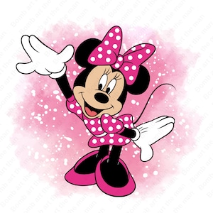 cute minnie mouse clipart, minnie mouse png, watercolor background, instant download