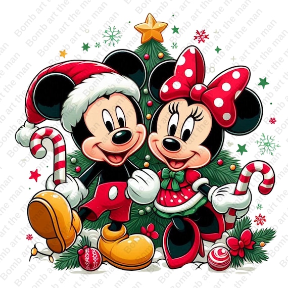 Mickey and Minnie Mouse Christmas Clipart, Merry Christmas Png